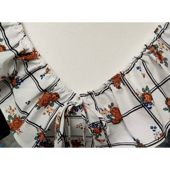 Zara Dress Size S Floral Ruffle Off The Shoulder Front Tie - Picture 8 of 9